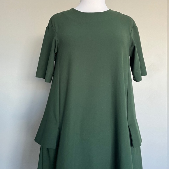 Cos Forest Green Side Cargo Pockets Dropped shoulder A-line Casual Midi Dress - Picture 3 of 12